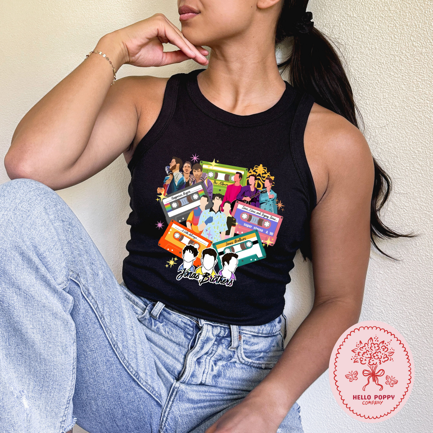 Jonas Brothers Cassette Tapes Micro Ribbed Racerback Tank