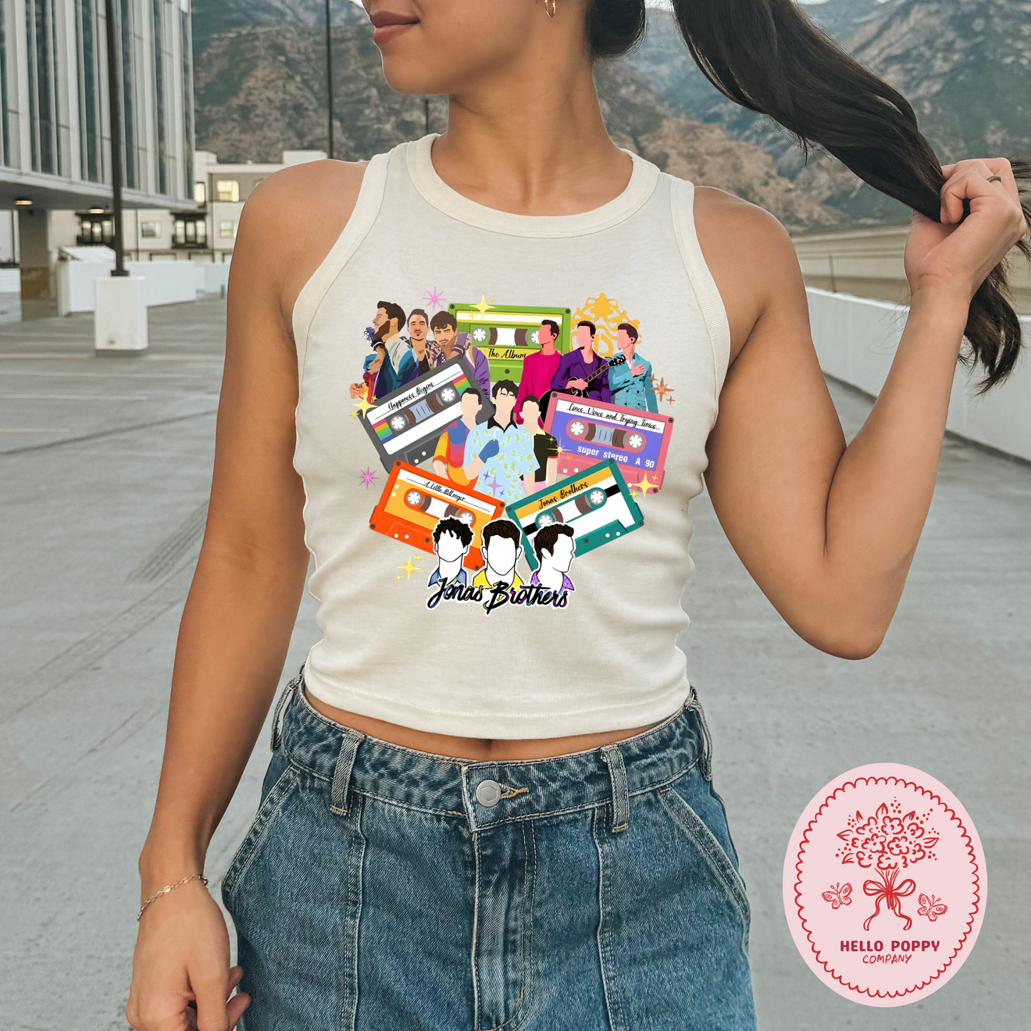 Jonas Brothers Cassette Tapes Micro Ribbed Racerback Tank