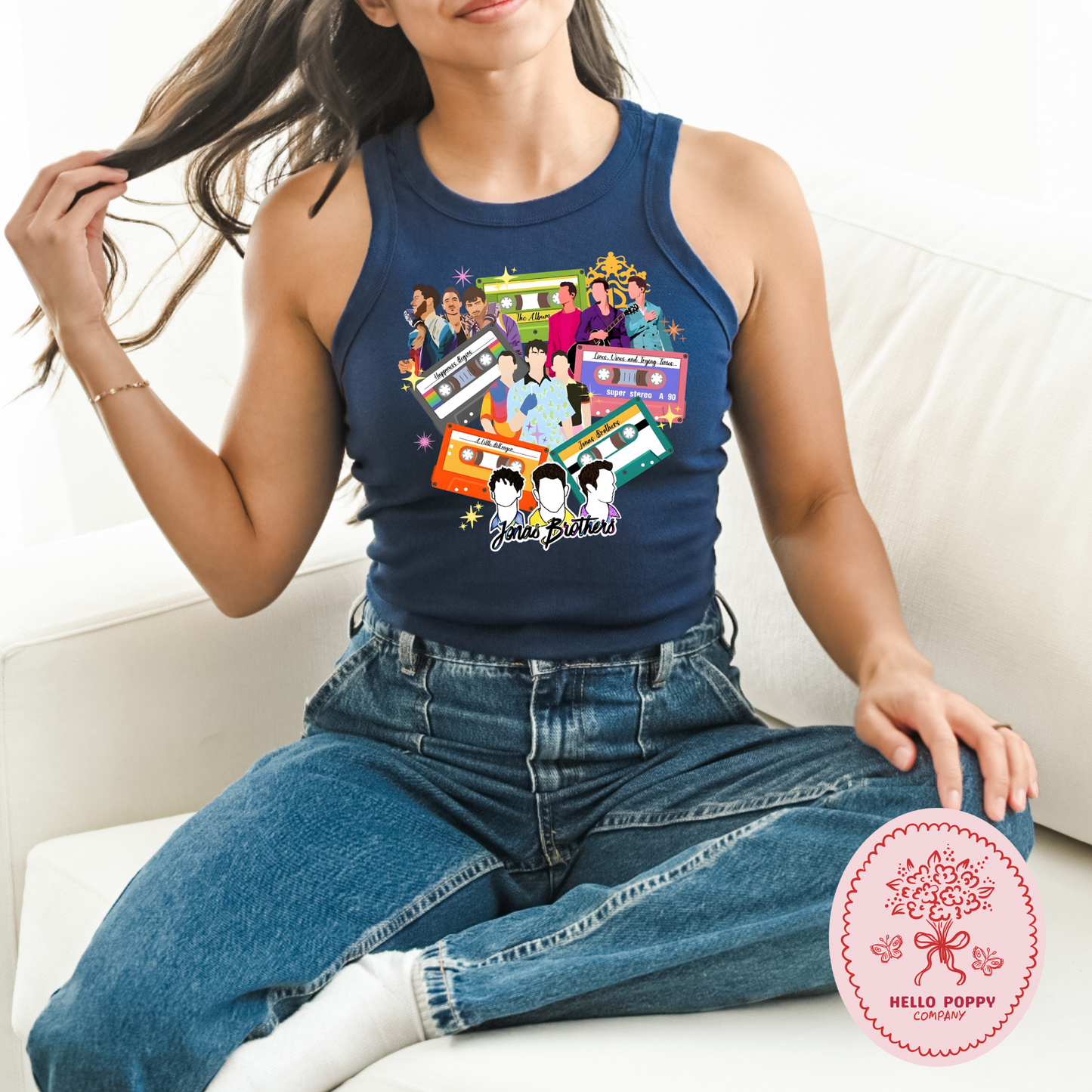 Jonas Brothers Cassette Tapes Micro Ribbed Racerback Tank