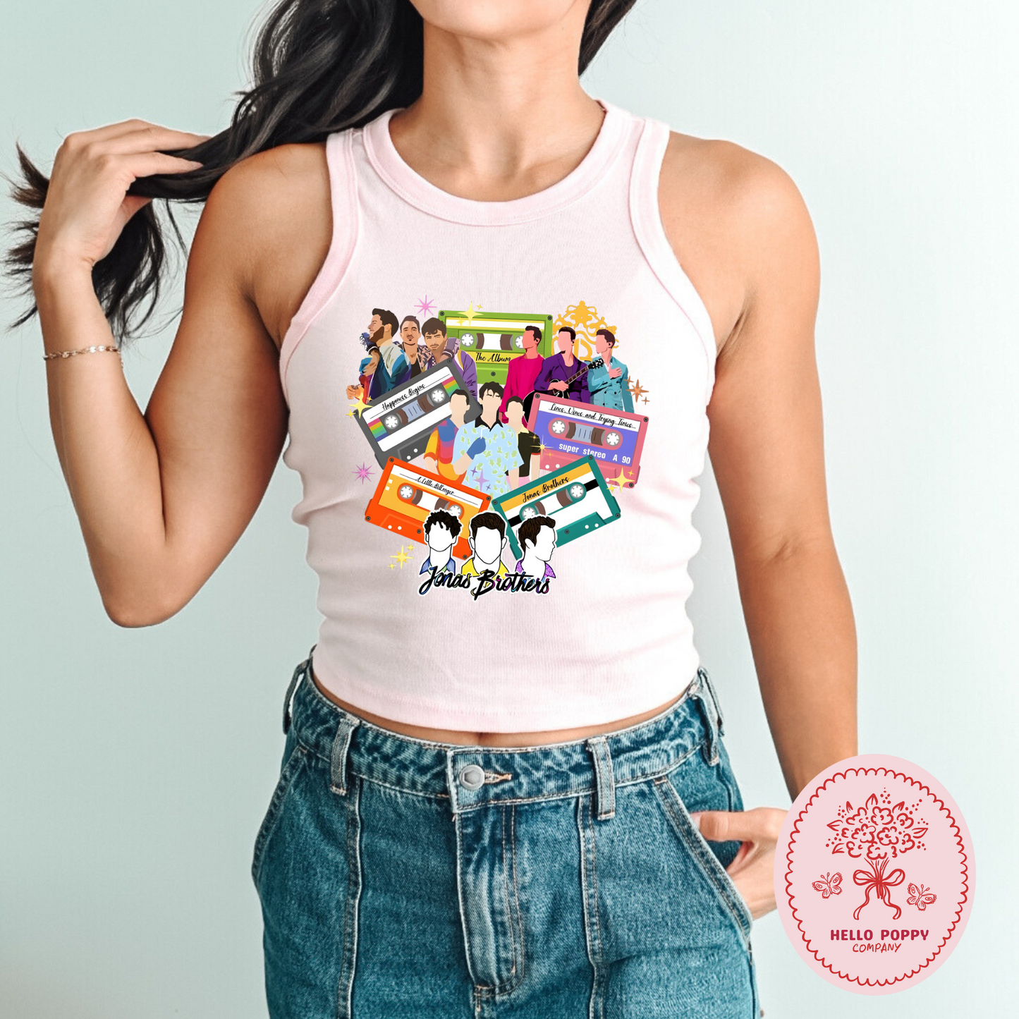 Jonas Brothers Cassette Tapes Micro Ribbed Racerback Tank