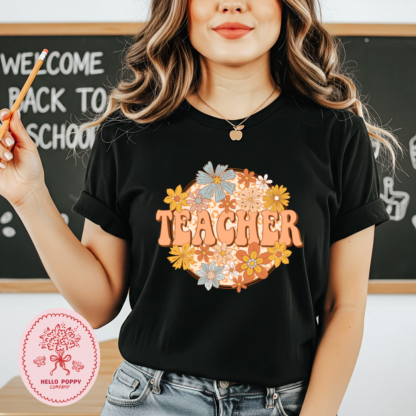 Teacher Boho Floral Comfort Colors T-Shirt