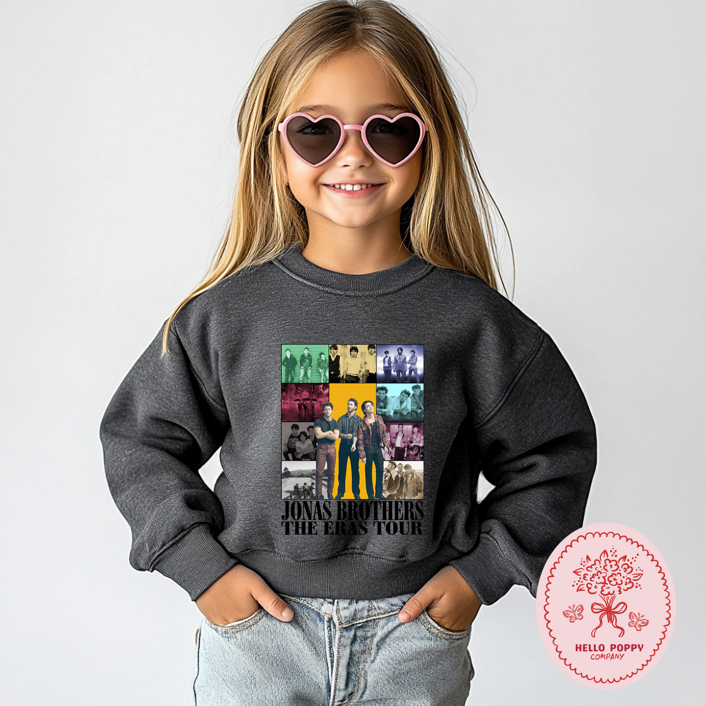 Jonas Brothers The Eras Tour (Black) Crewneck Sweatshirt - Youth