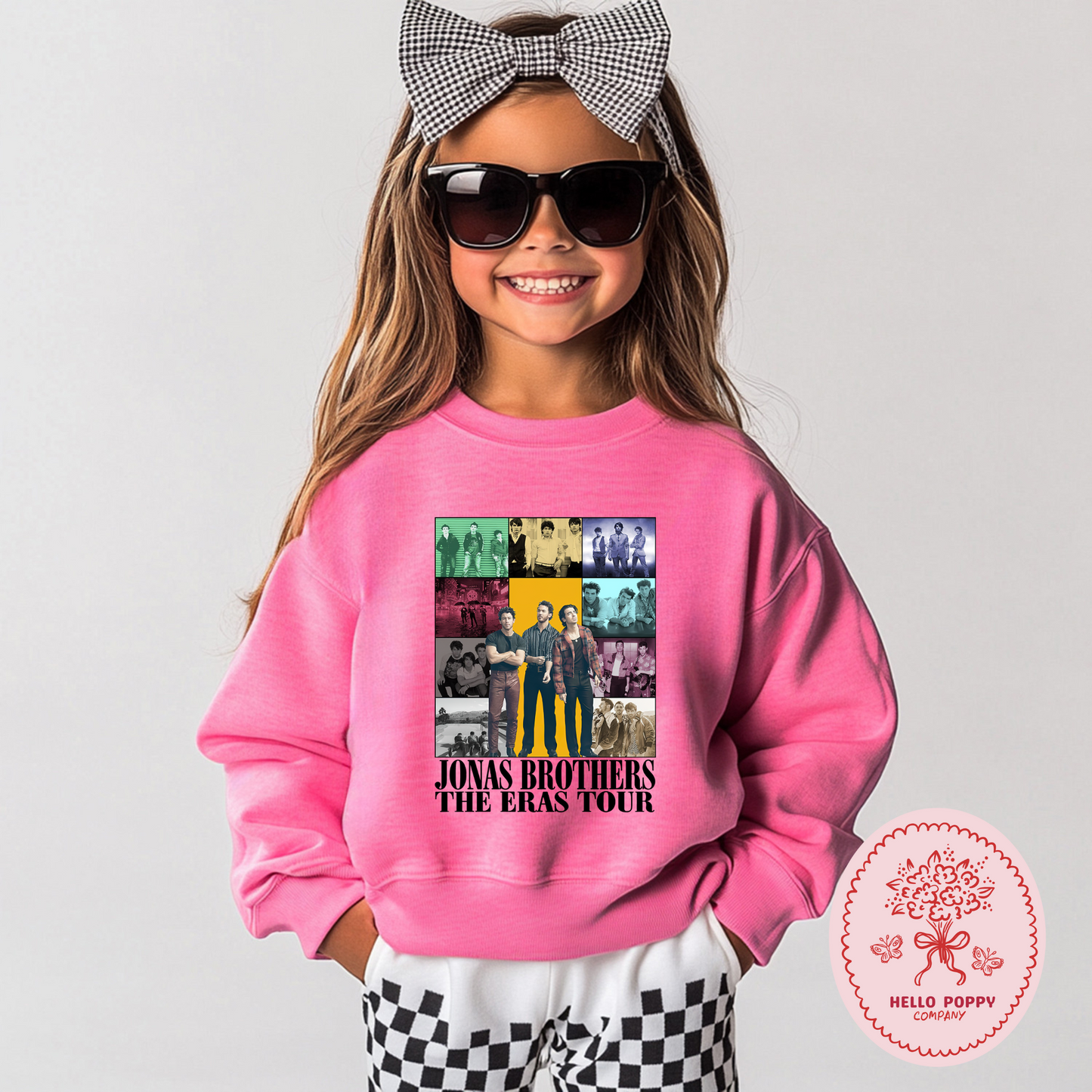 Jonas Brothers The Eras Tour (Black) Crewneck Sweatshirt - Youth