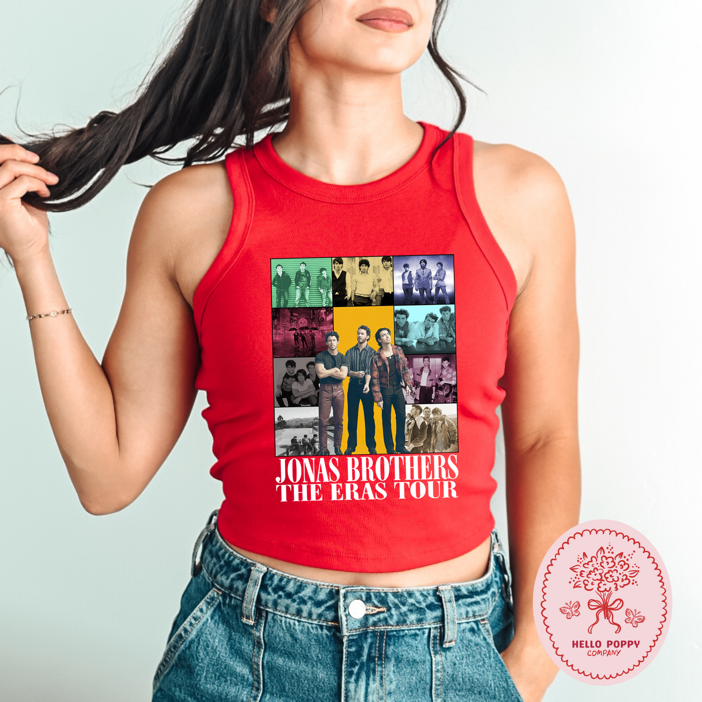 Jonas Brothers The Eras Tour (White) Micro Ribbed Racerback Tank