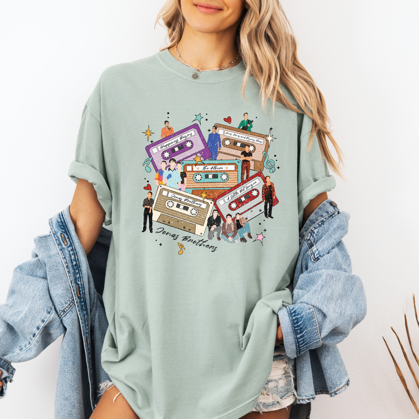 Jonas Brothers Distressed Cassette Tapes Comfort Colors T-Shirt