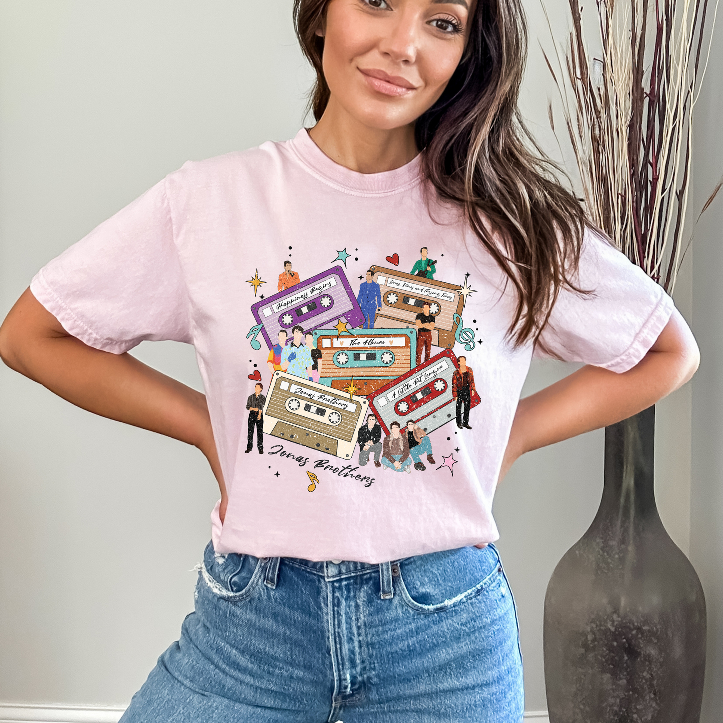 Jonas Brothers Distressed Cassette Tapes Comfort Colors T-Shirt