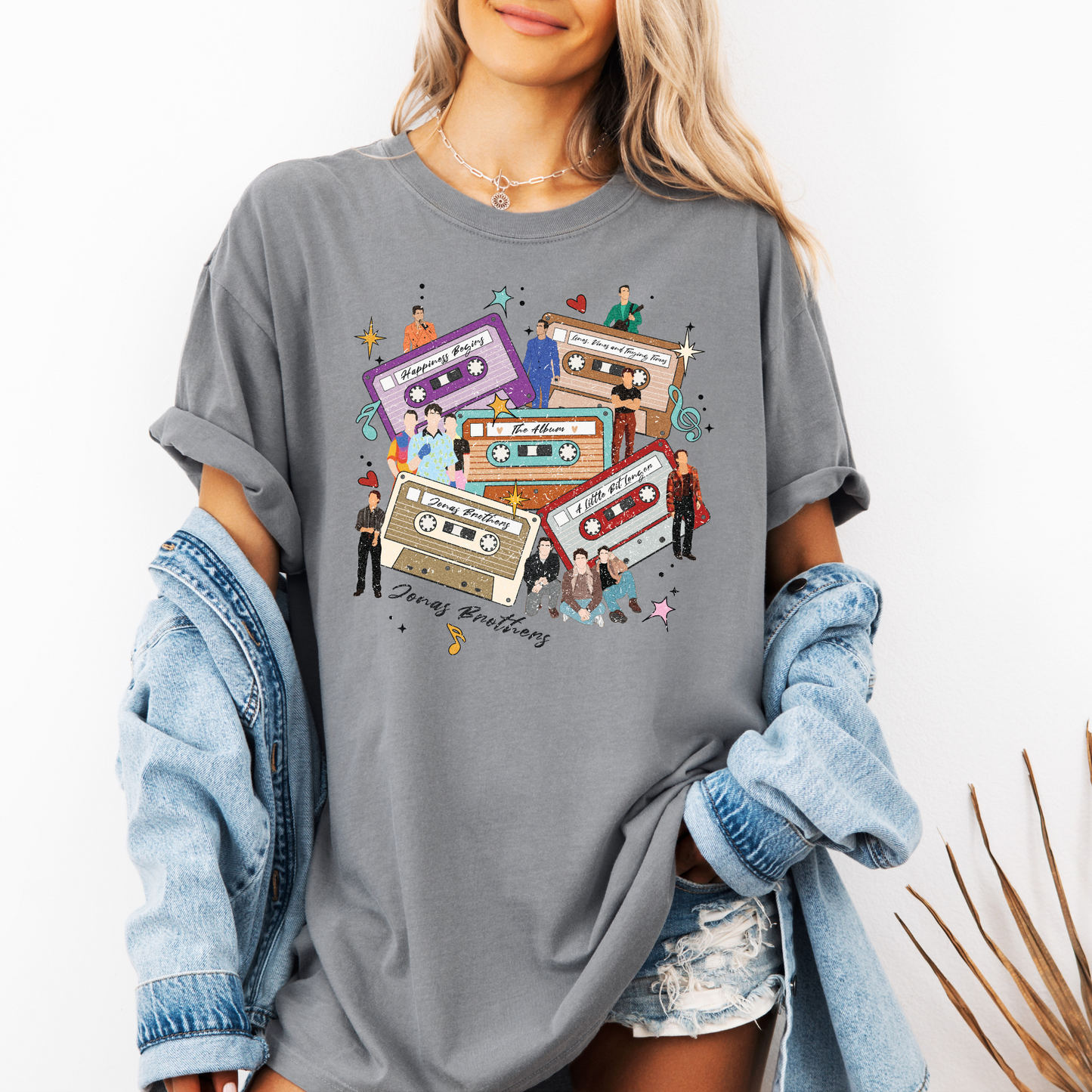 Jonas Brothers Distressed Cassette Tapes Comfort Colors T-Shirt