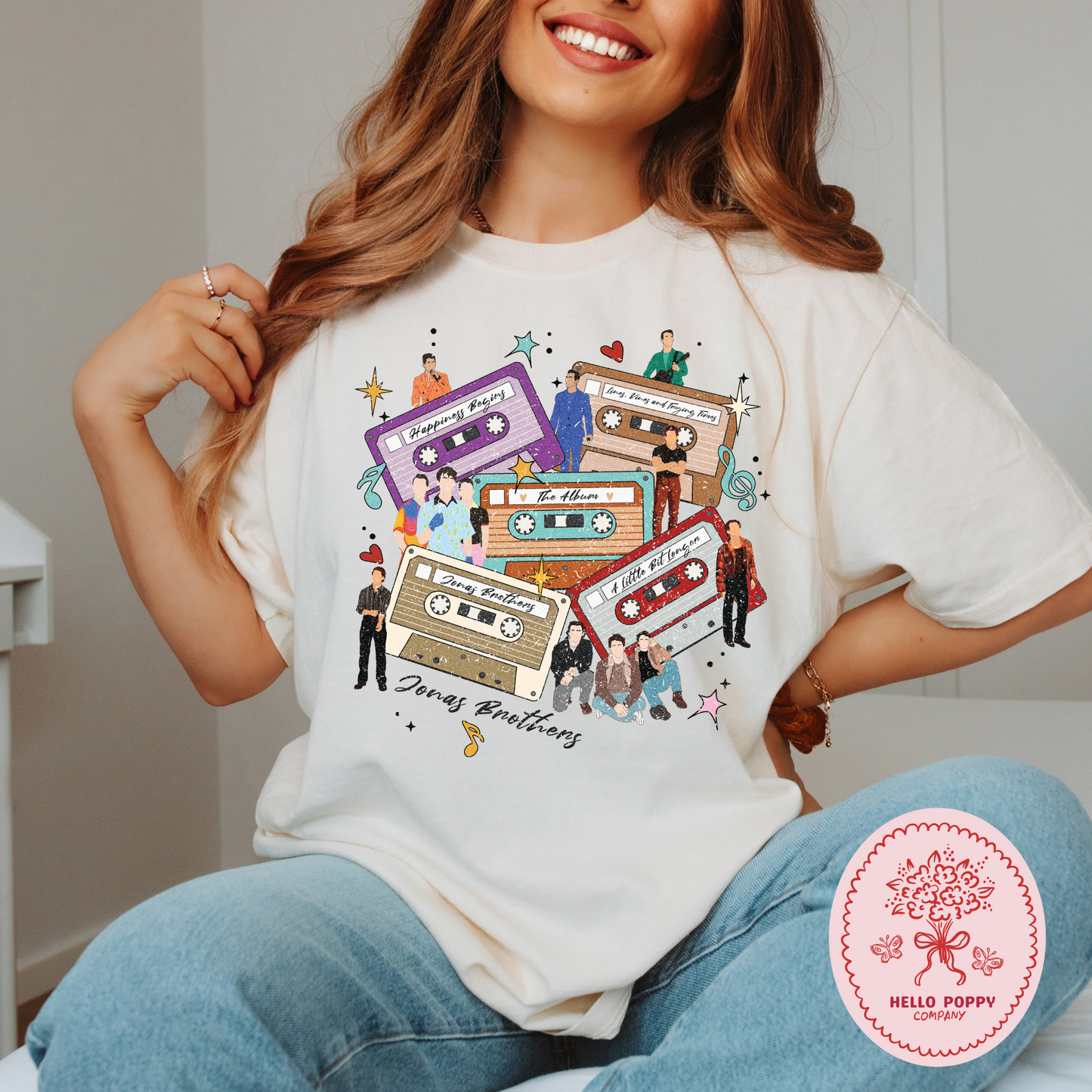 Jonas Brothers Distressed Cassette Tapes Comfort Colors T-Shirt