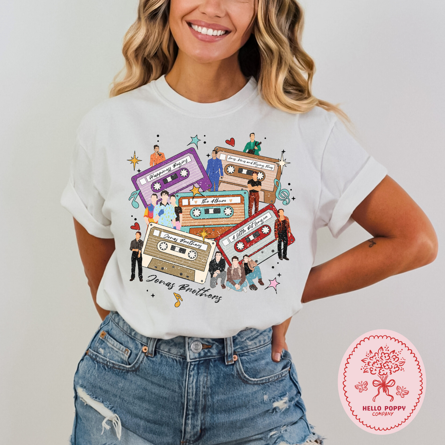 Jonas Brothers Distressed Cassette Tapes Comfort Colors T-Shirt