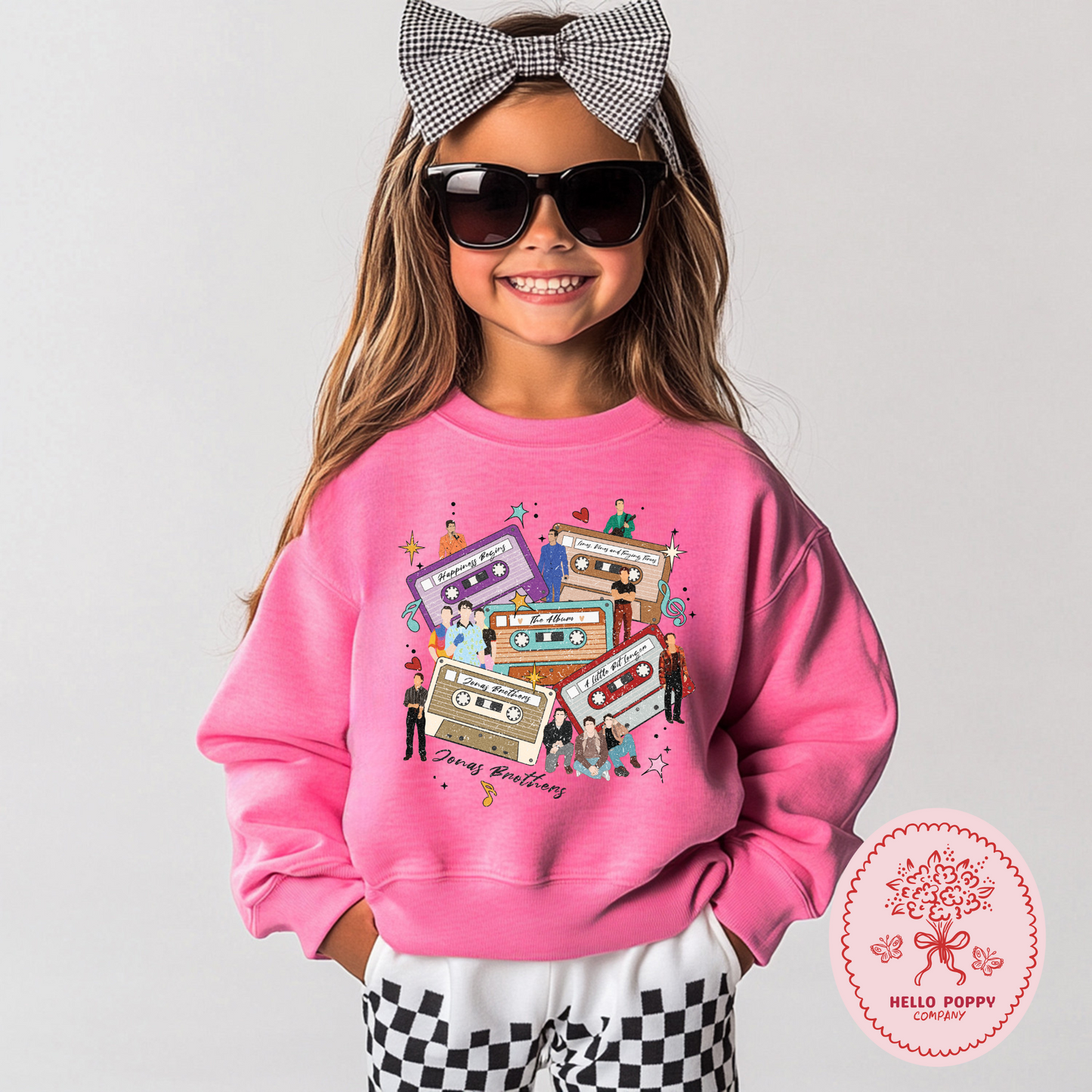 Jonas Brothers Distressed Cassette Tapes Crewneck Sweatshirt - Youth