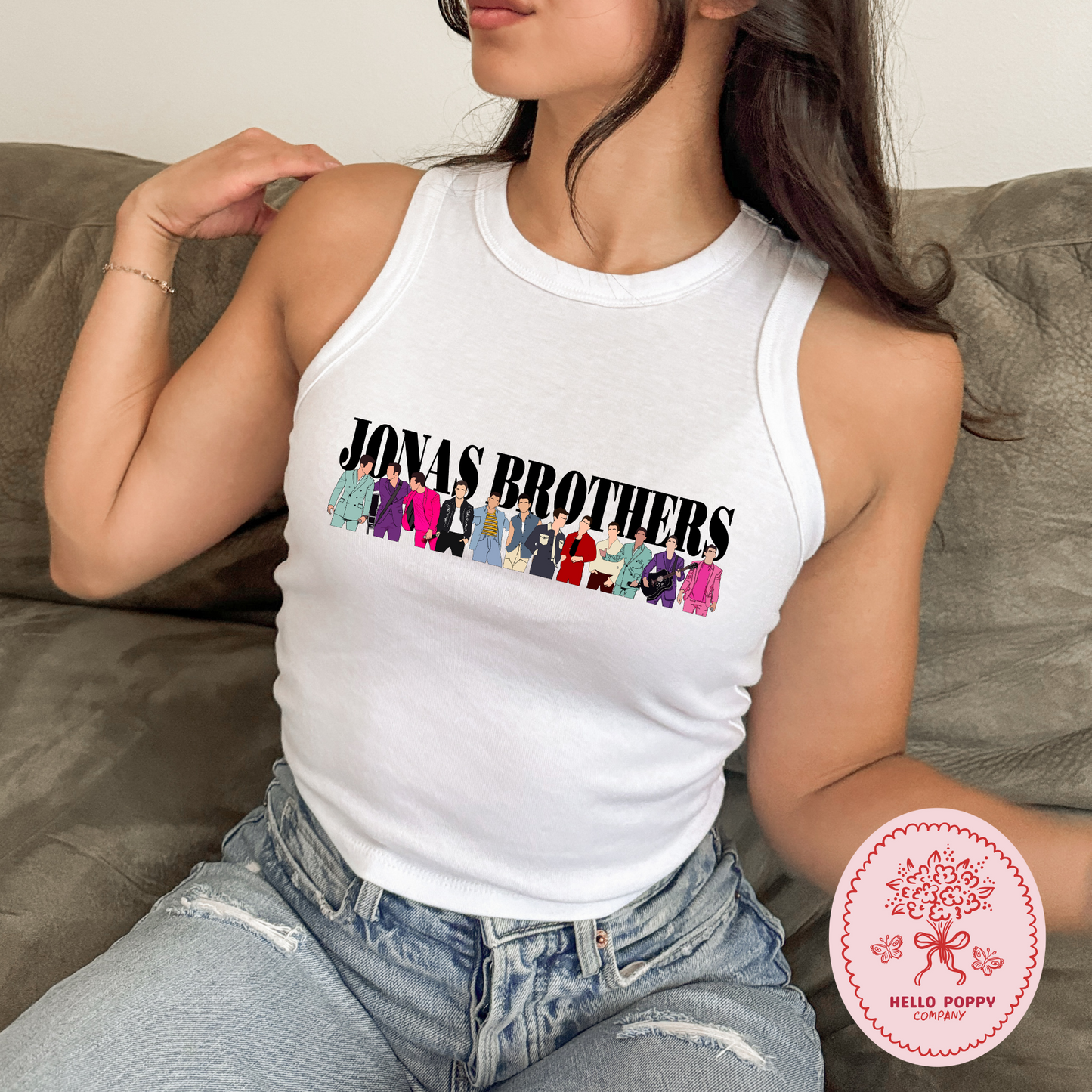 Jonas Brothers Happiness Begins Silhouettes Micro Ribbed Racerback Tank