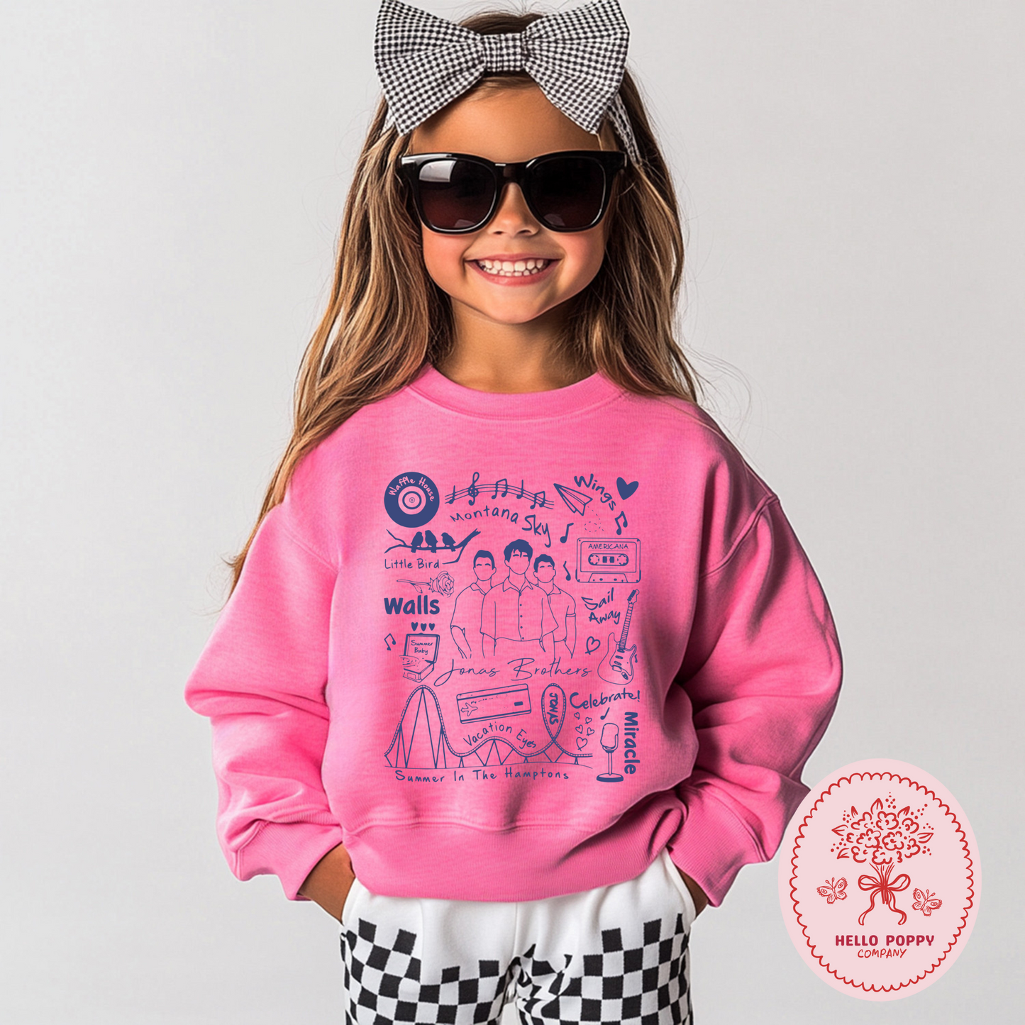 Jonas Brothers The Album Track List (Blue) Crewneck Sweatshirt - Youth
