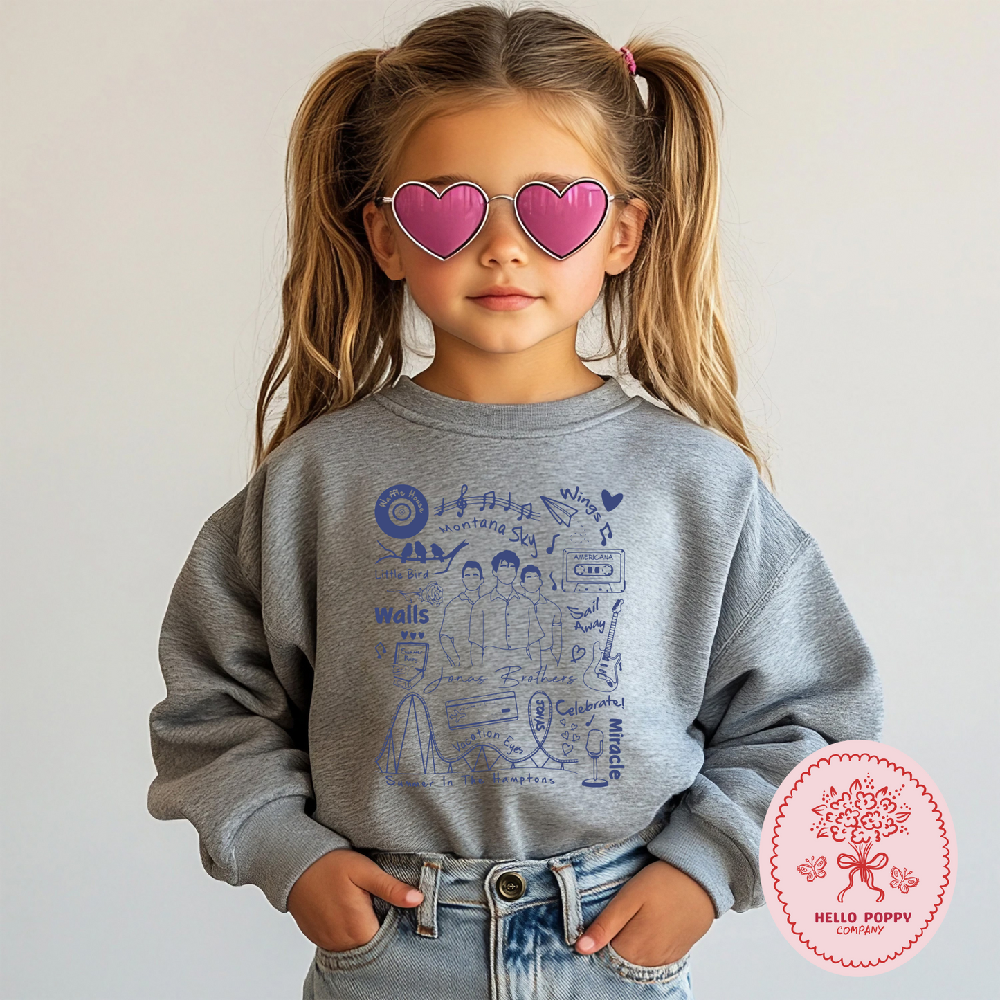 Jonas Brothers The Album Track List (Blue) Crewneck Sweatshirt - Youth