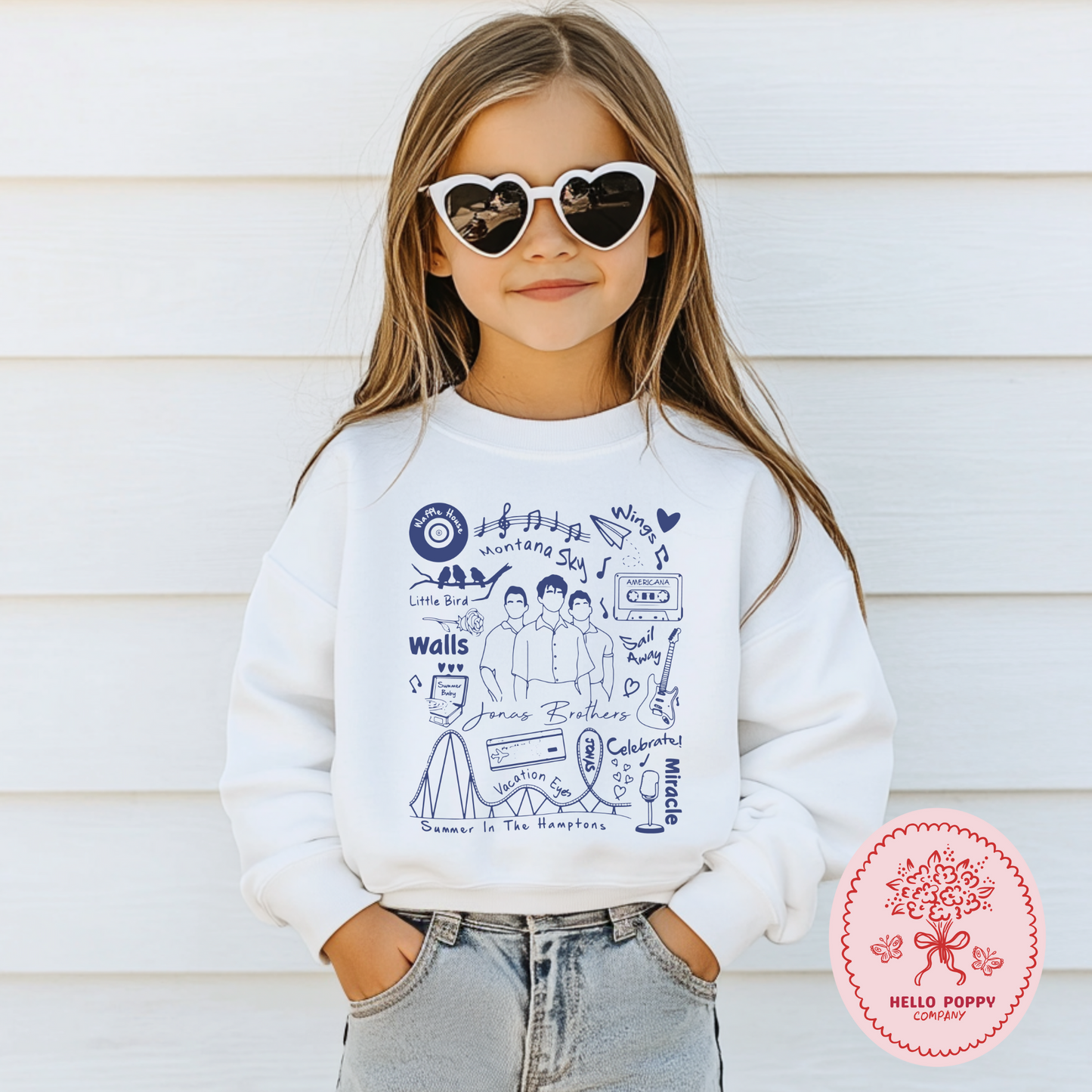 Jonas Brothers The Album Track List (Blue) Crewneck Sweatshirt - Youth