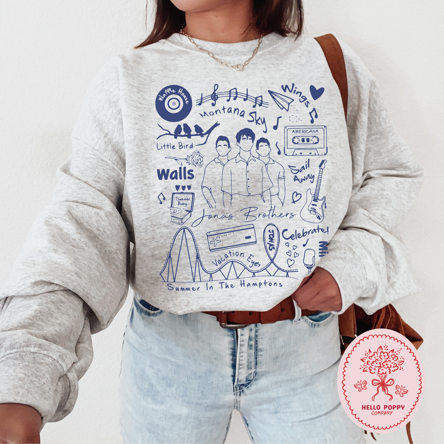 Jonas Brothers The Album Tracklist (Blue) Crewneck Sweatshirt