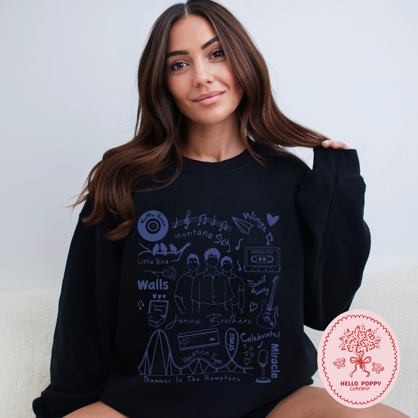 Jonas Brothers The Album Tracklist (Blue) Crewneck Sweatshirt