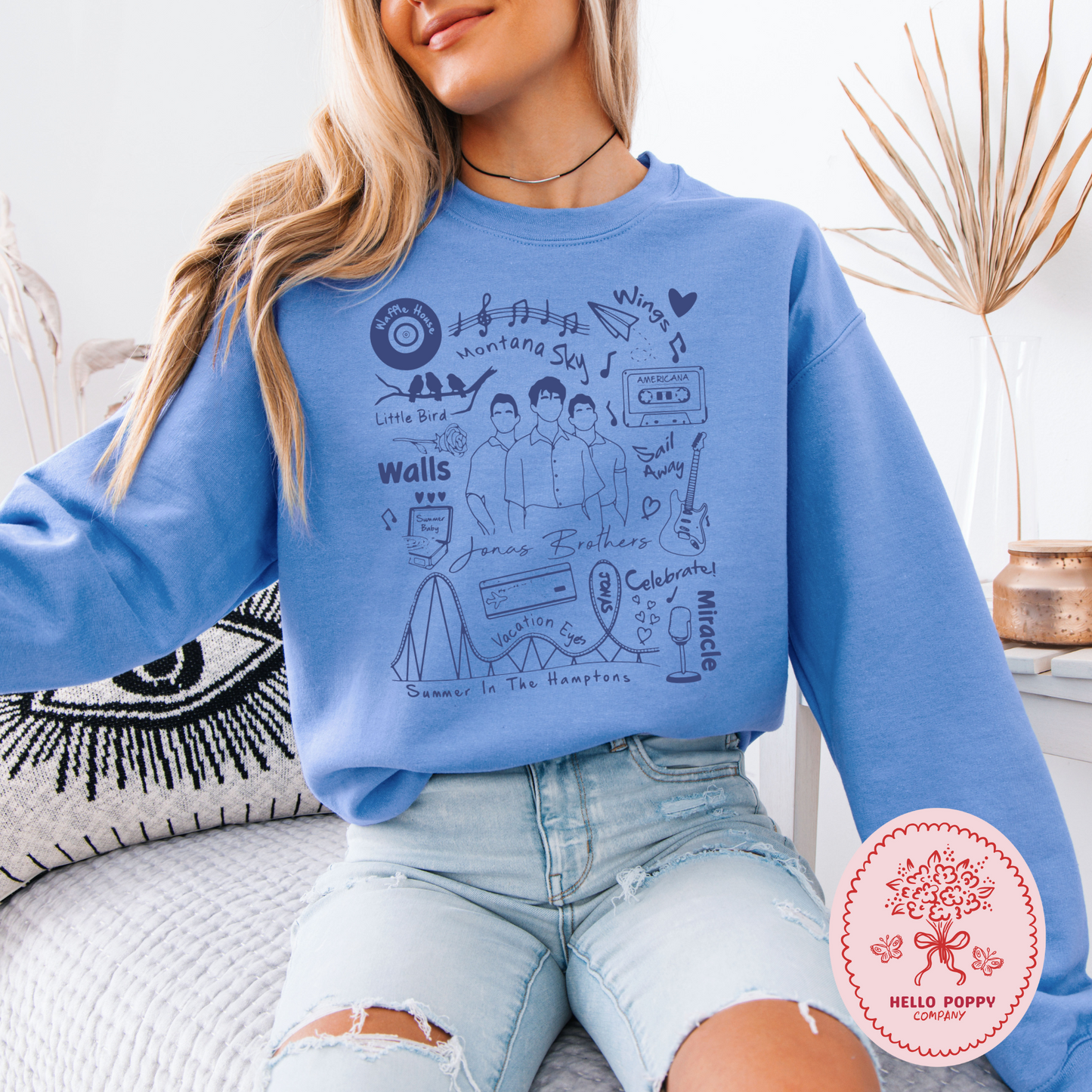 Jonas Brothers The Album Tracklist (Blue) Crewneck Sweatshirt