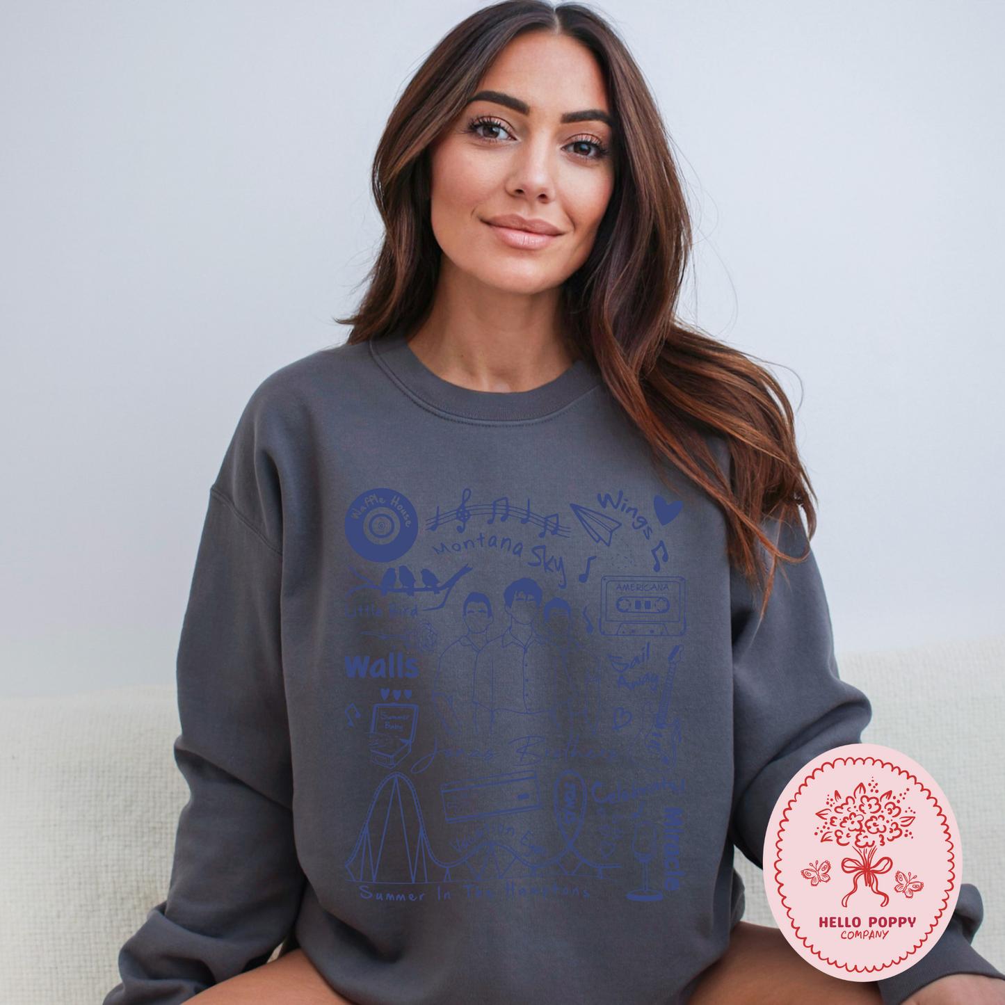 Jonas Brothers The Album Tracklist (Blue) Crewneck Sweatshirt