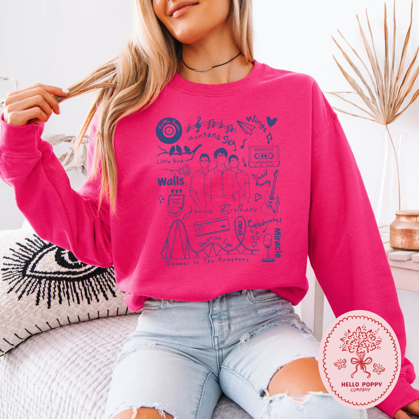 Jonas Brothers The Album Tracklist (Blue) Crewneck Sweatshirt