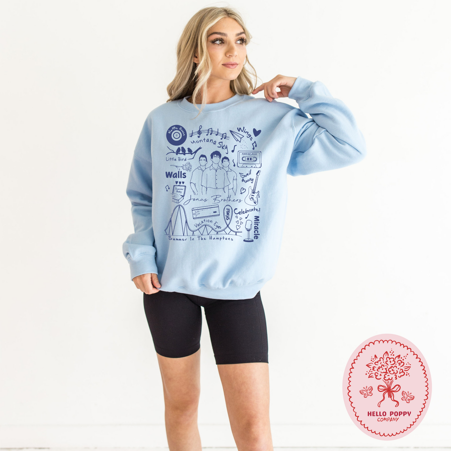 Jonas Brothers The Album Tracklist (Blue) Crewneck Sweatshirt