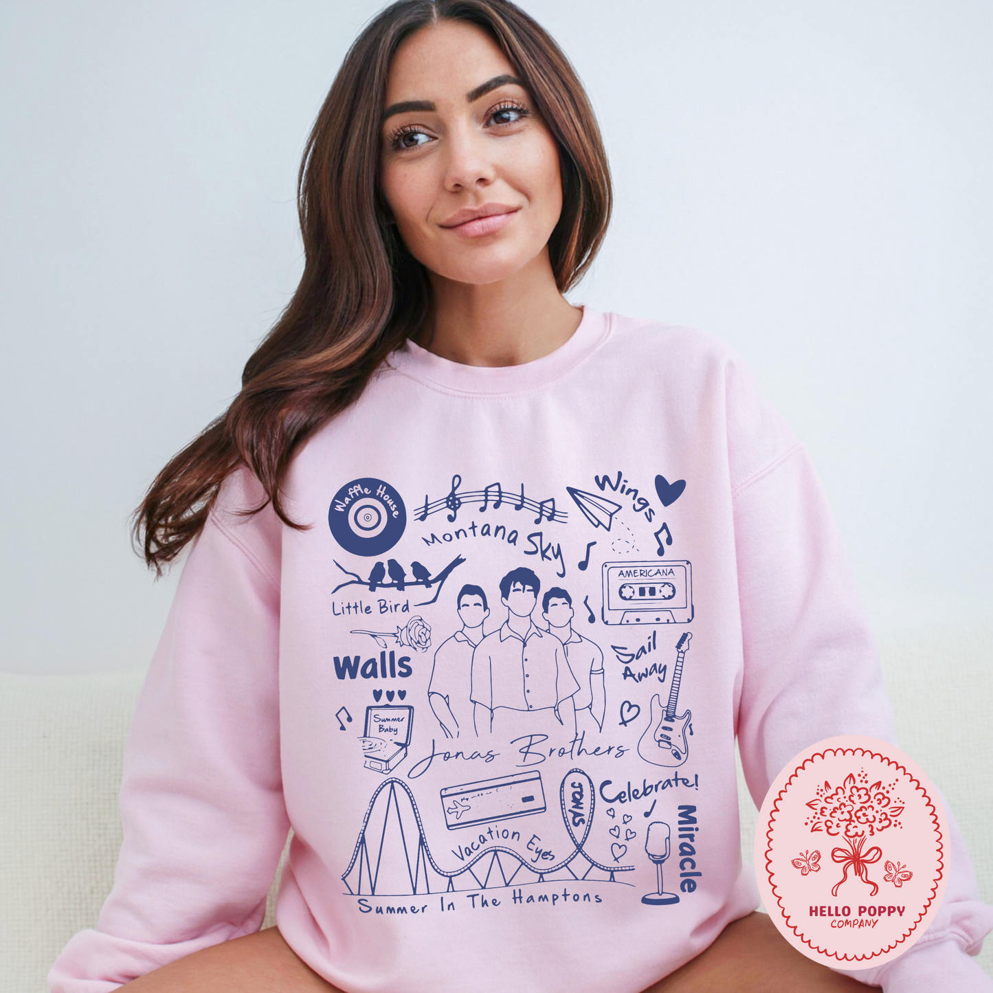 Jonas Brothers The Album Tracklist (Blue) Crewneck Sweatshirt