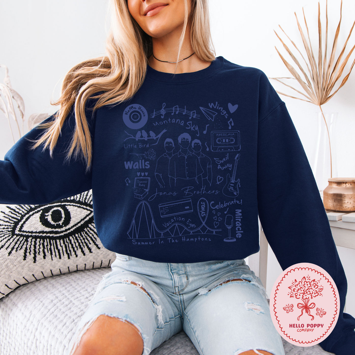 Jonas Brothers The Album Tracklist (Blue) Crewneck Sweatshirt