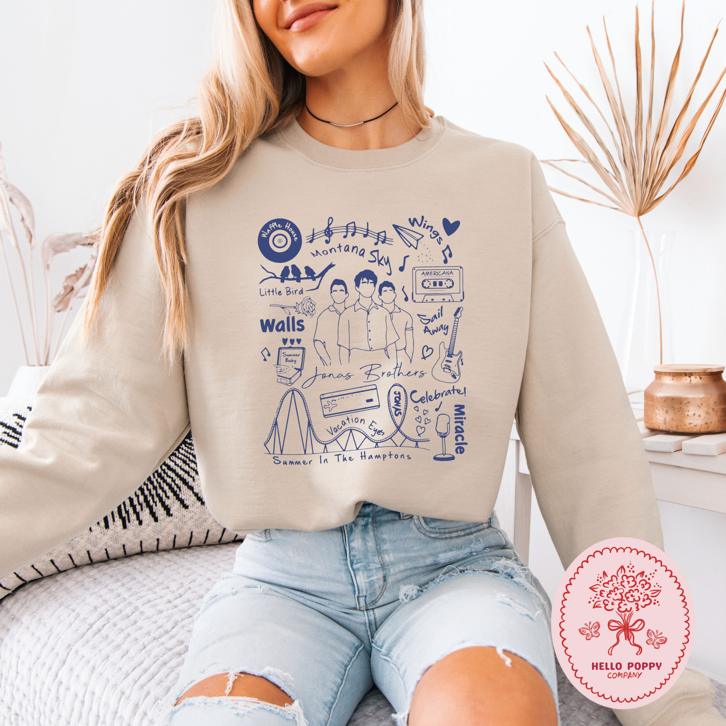 Jonas Brothers The Album Tracklist (Blue) Crewneck Sweatshirt