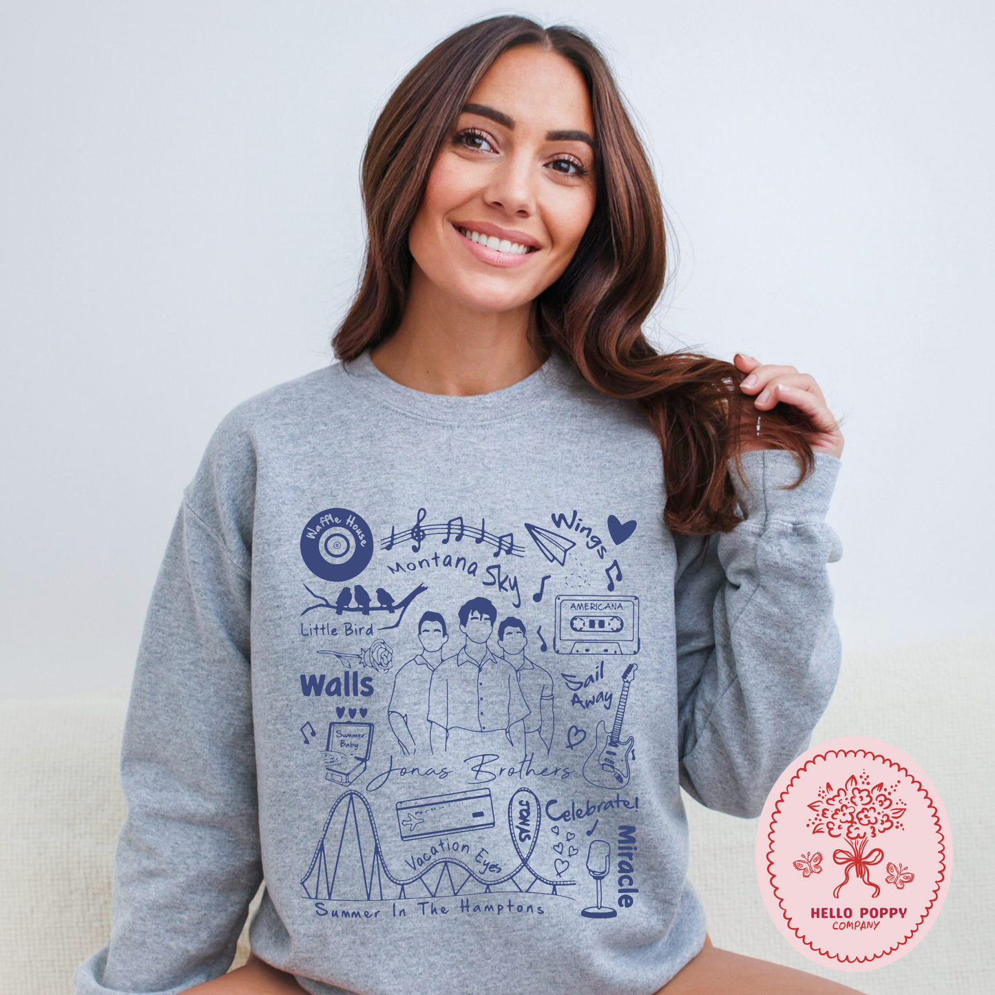 Jonas Brothers The Album Tracklist (Blue) Crewneck Sweatshirt