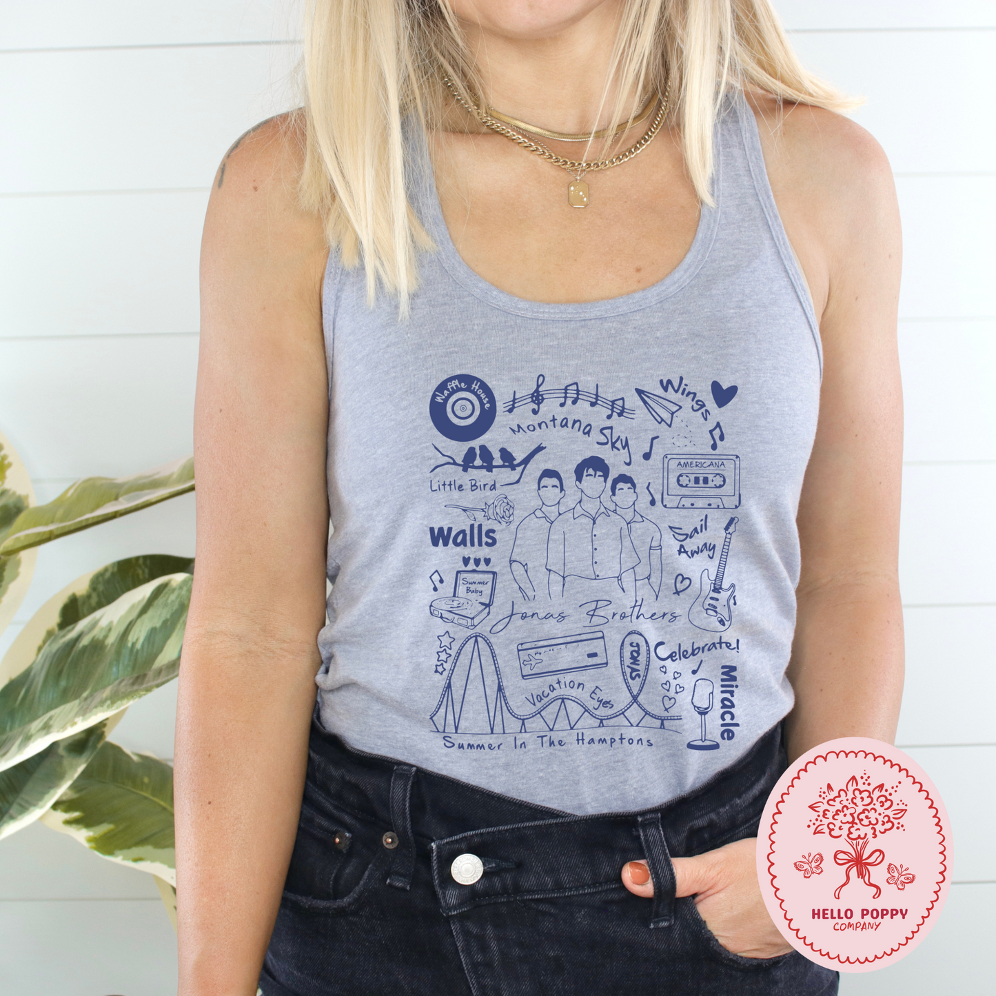 Jonas Brothers The Album Track List (Blue) Racerback Tank