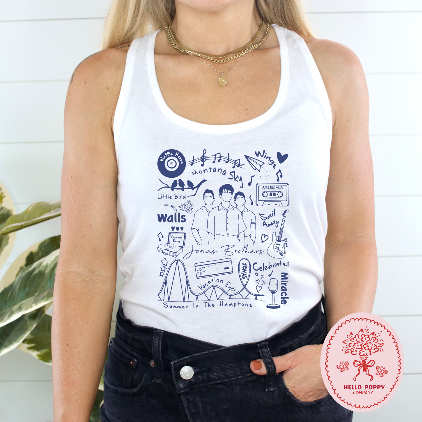 Jonas Brothers The Album Track List (Blue) Racerback Tank