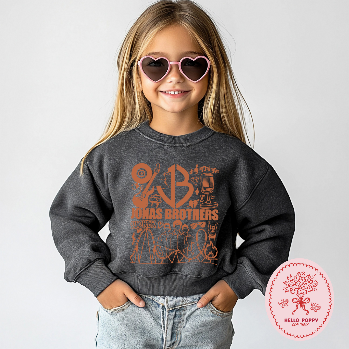 Jonas Brothers Retro JB (Orange) Crewneck Sweatshirt - Youth