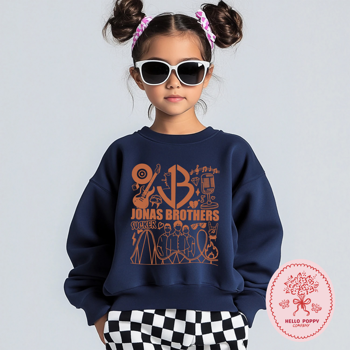 Jonas Brothers Retro JB (Orange) Crewneck Sweatshirt - Youth