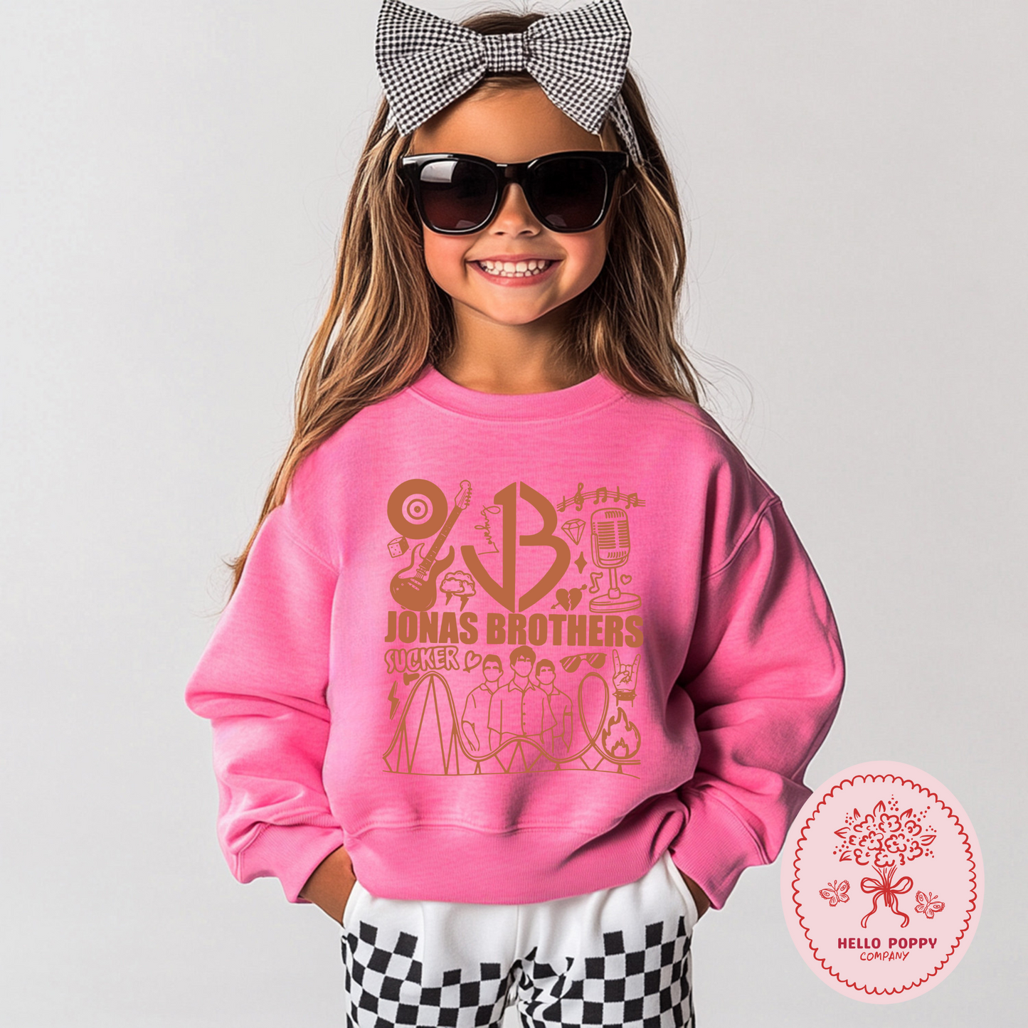 Jonas Brothers Retro JB (Orange) Crewneck Sweatshirt - Youth