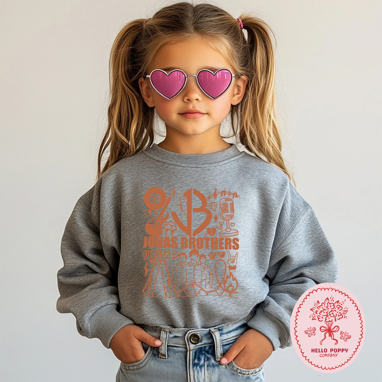 Jonas Brothers Retro JB (Orange) Crewneck Sweatshirt - Youth