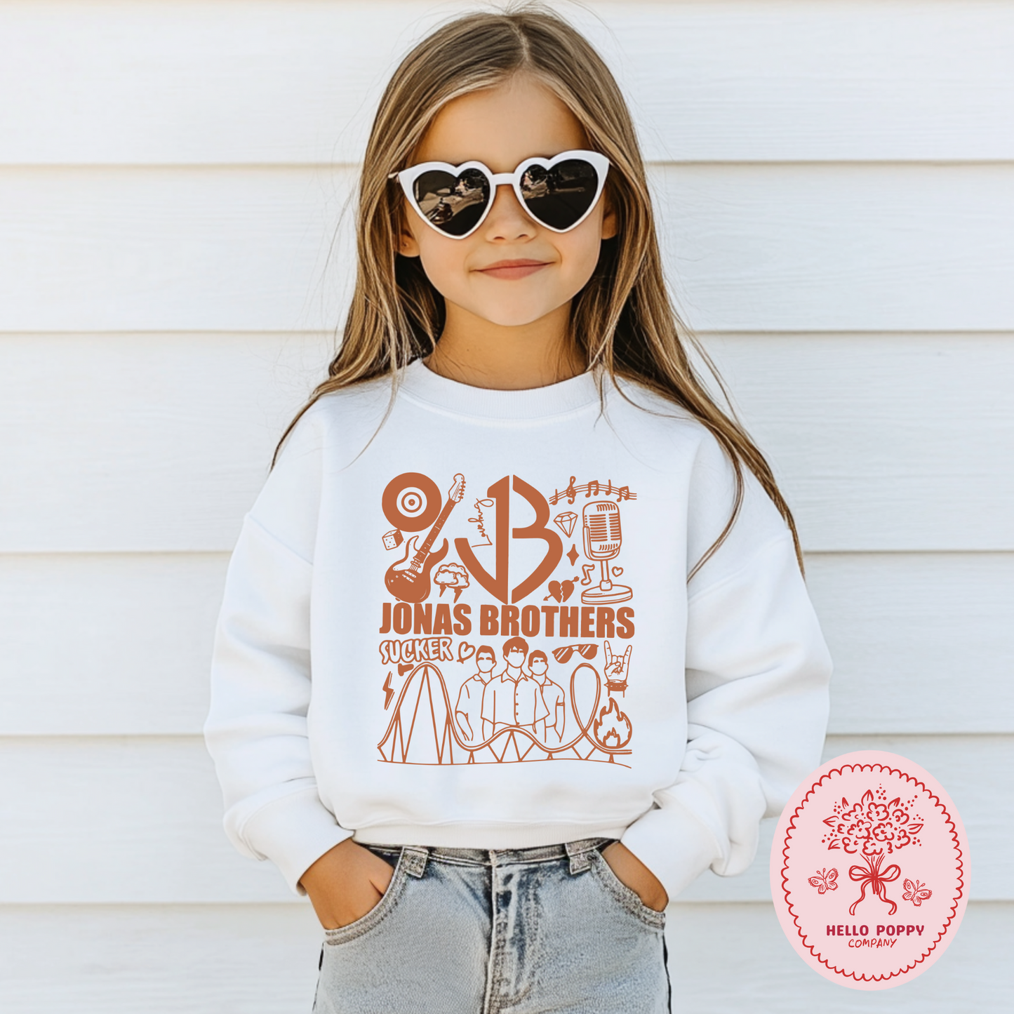 Jonas Brothers Retro JB (Orange) Crewneck Sweatshirt - Youth