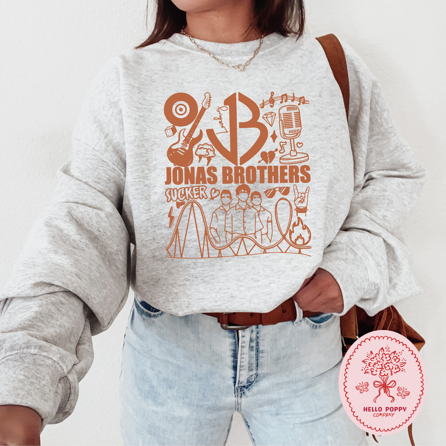 Jonas Brothers Retro JB (Orange) Crewneck Sweatshirt