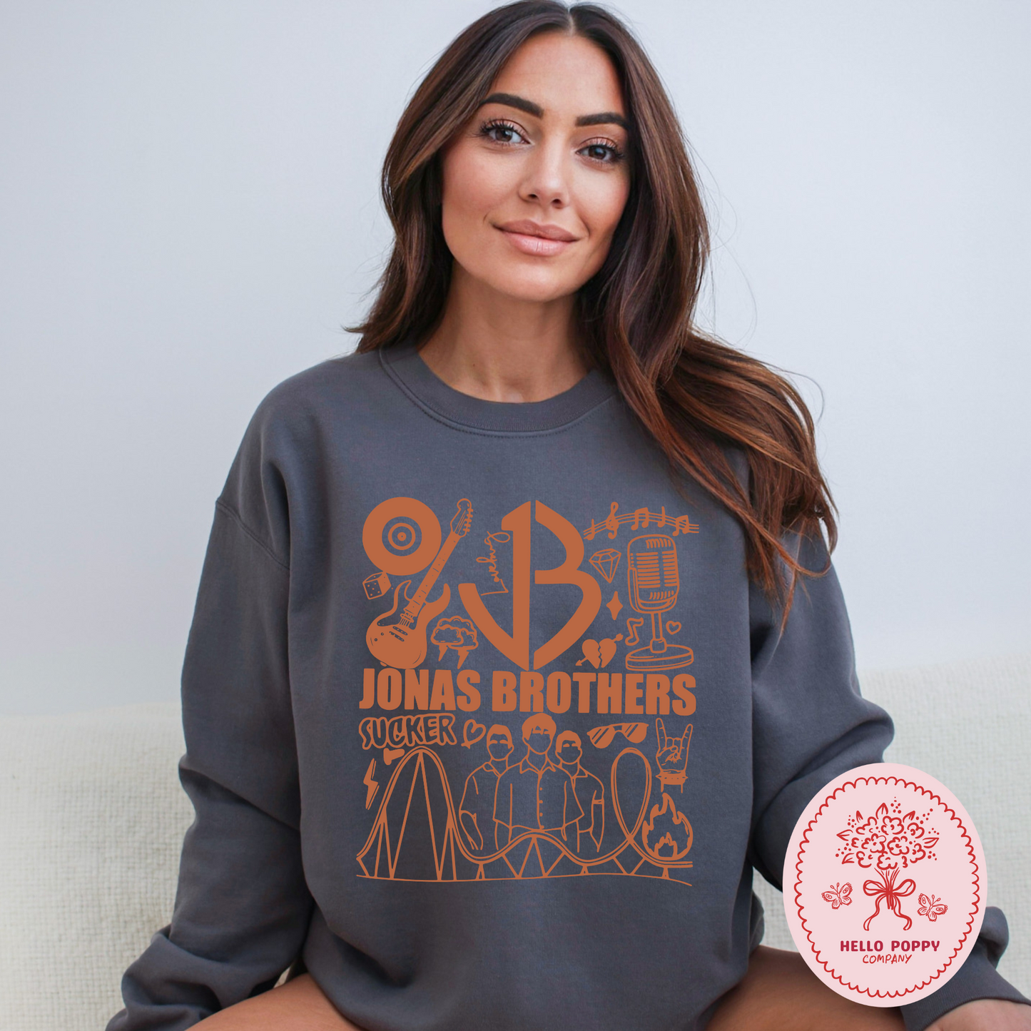 Jonas Brothers Retro JB (Orange) Crewneck Sweatshirt