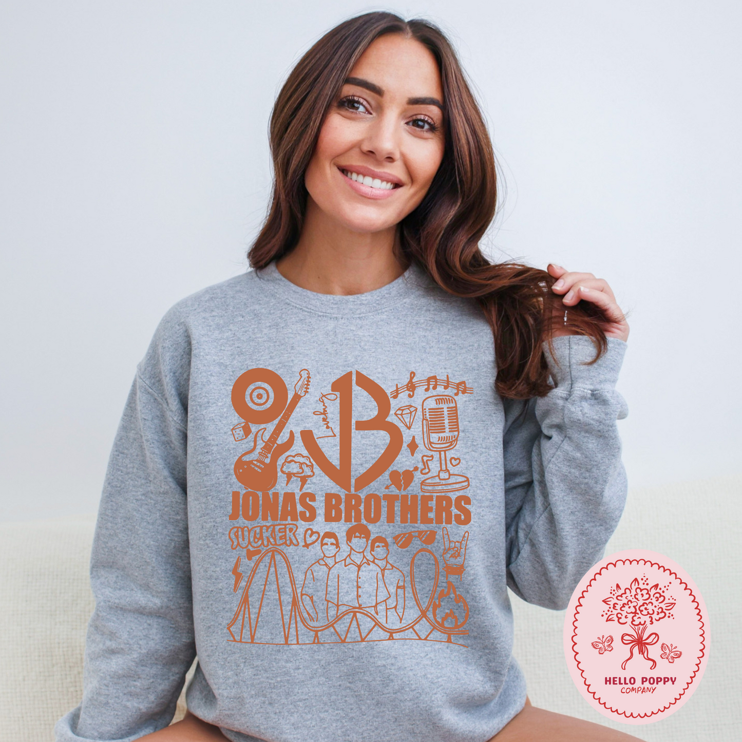 Jonas Brothers Retro JB (Orange) Crewneck Sweatshirt