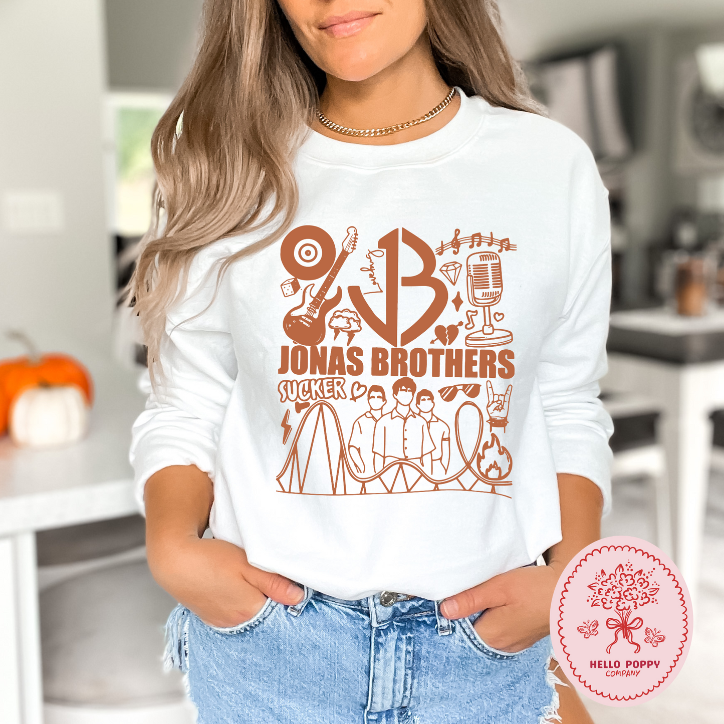 Jonas Brothers Retro JB (Orange) Crewneck Sweatshirt