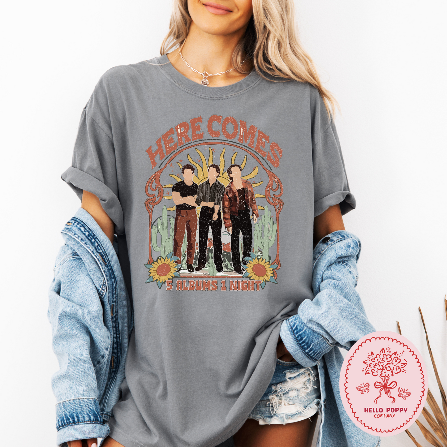 Jonas Brothers Here Comes 5 Albums 1 Night Comfort Colors T-Shirt