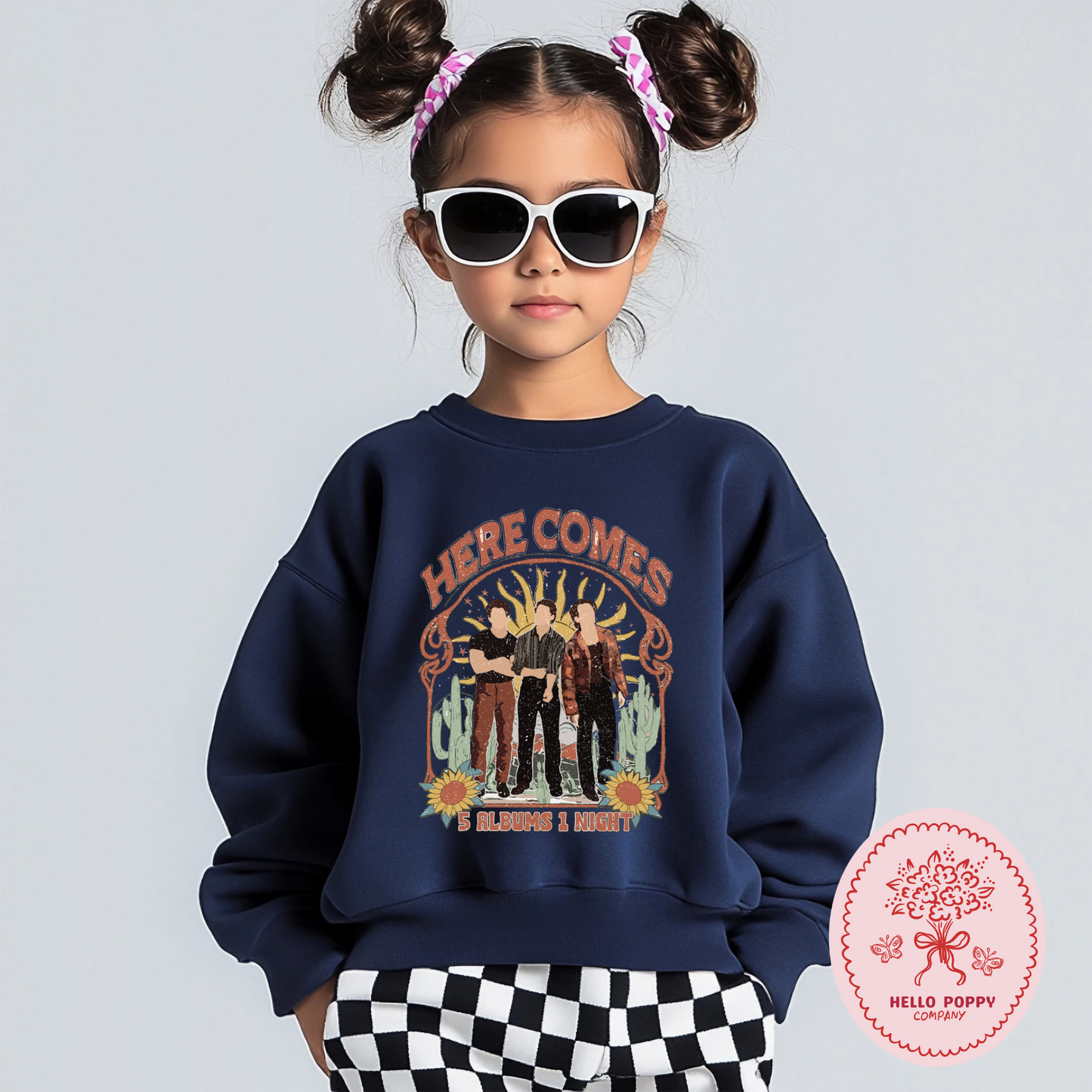 Jonas Brothers Boho 5 Albums 1 Night Crewneck Sweatshirt - Youth