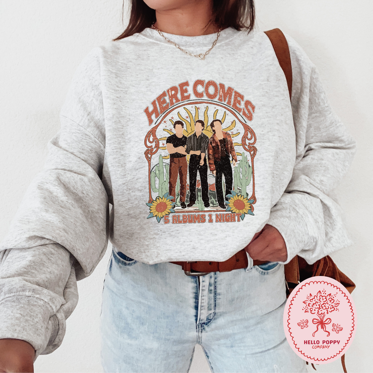 Jonas Brothers Boho 5 Albums 1 Night Crewneck Sweatshirt