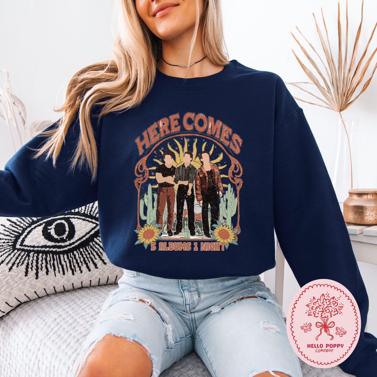 Jonas Brothers Boho 5 Albums 1 Night Crewneck Sweatshirt