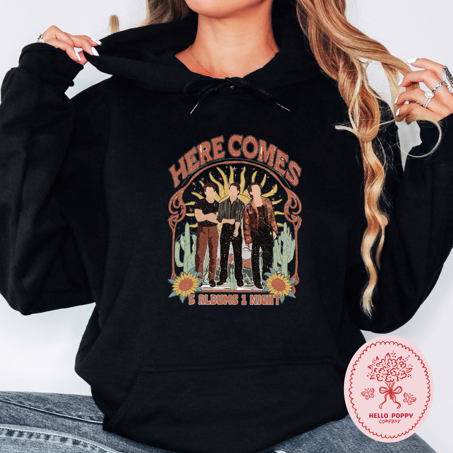 Jonas Brothers Boho 5 Albums 1 Night Hoodie Sweatshirt