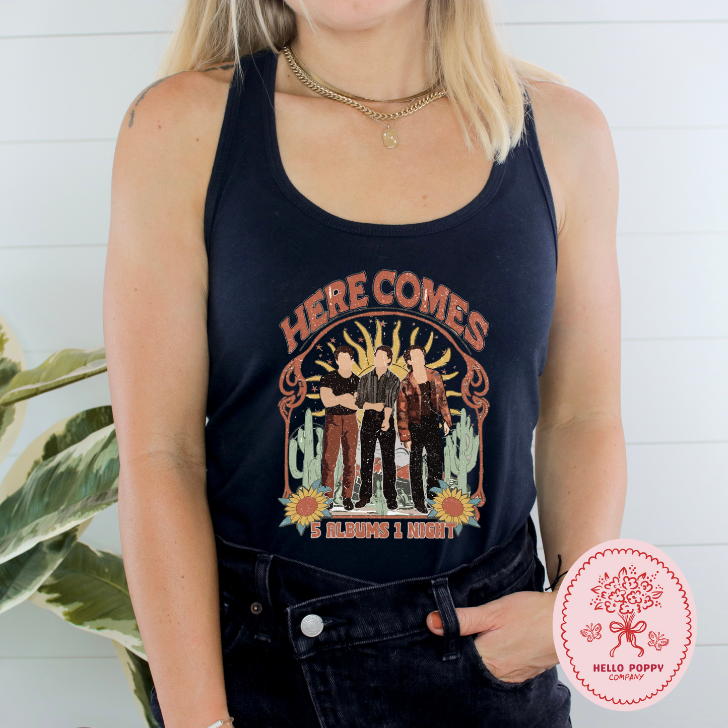 Jonas Brothers Boho 5 Albums 1 Night Racerback Tank