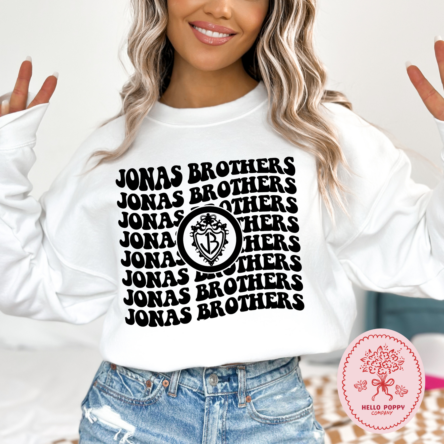 Jonas Brothers Wavy OG Band Logo Crewneck Sweatshirt