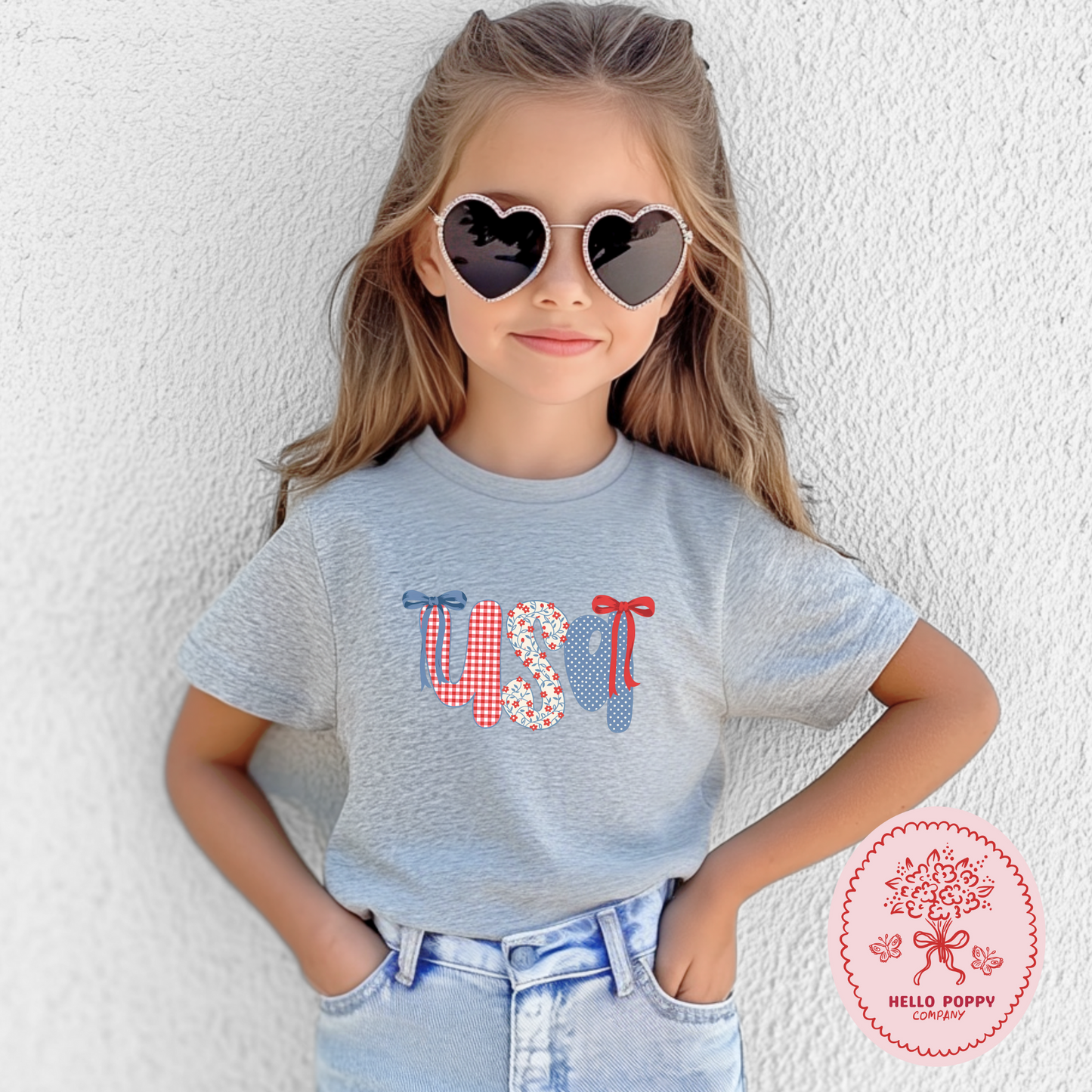 Coquette Checkered USA Bows 4th of July T-Shirt - Youth