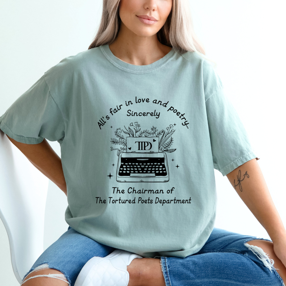 All's Fair in Love and Poetry TTPD Typewriter Comfort Colors T-Shirt (Multiple Colors)
