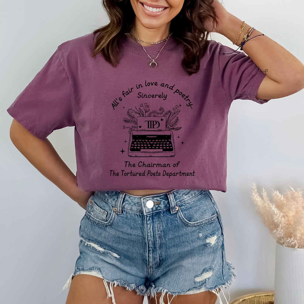 All's Fair in Love and Poetry TTPD Typewriter Comfort Colors T-Shirt (Multiple Colors)