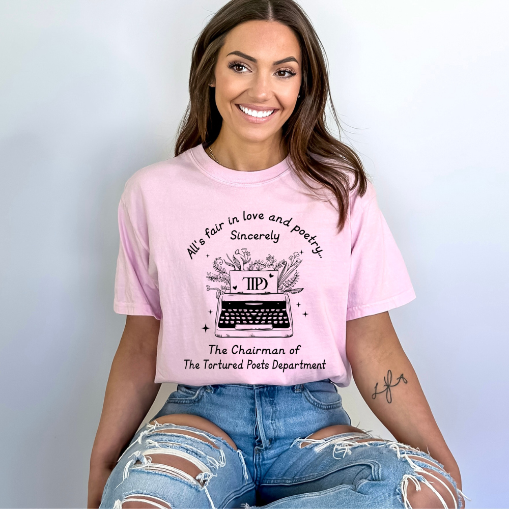 All's Fair in Love and Poetry TTPD Typewriter Comfort Colors T-Shirt (Multiple Colors)